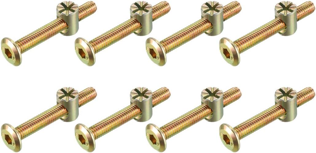 M6x45mm Furniture Bolt Nut Set Hex Socket Screw with Barrel Nuts for Beds Headboards Chairs 8 Sets