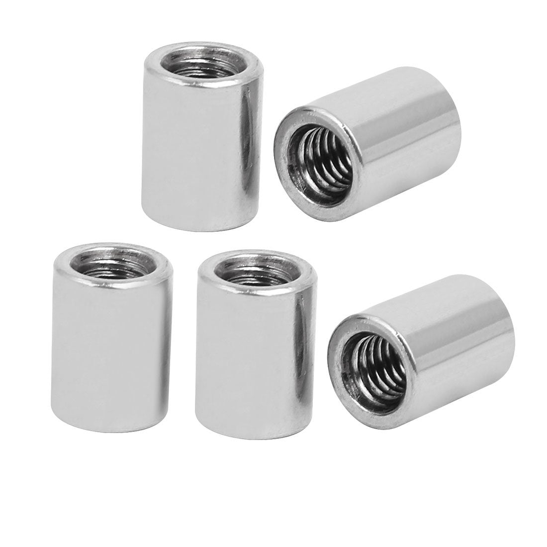 M6x10mmx13.5mm Rod Bar Stud Round Coupling Connector Nuts 5pcs