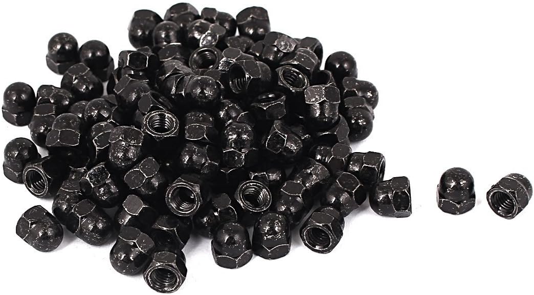 Acorn Hex Cap Nuts - 100Pcs M5 Dome Nuts Carbide Steel Hexagon Decorative Cap Nut for Screws Bolts Black