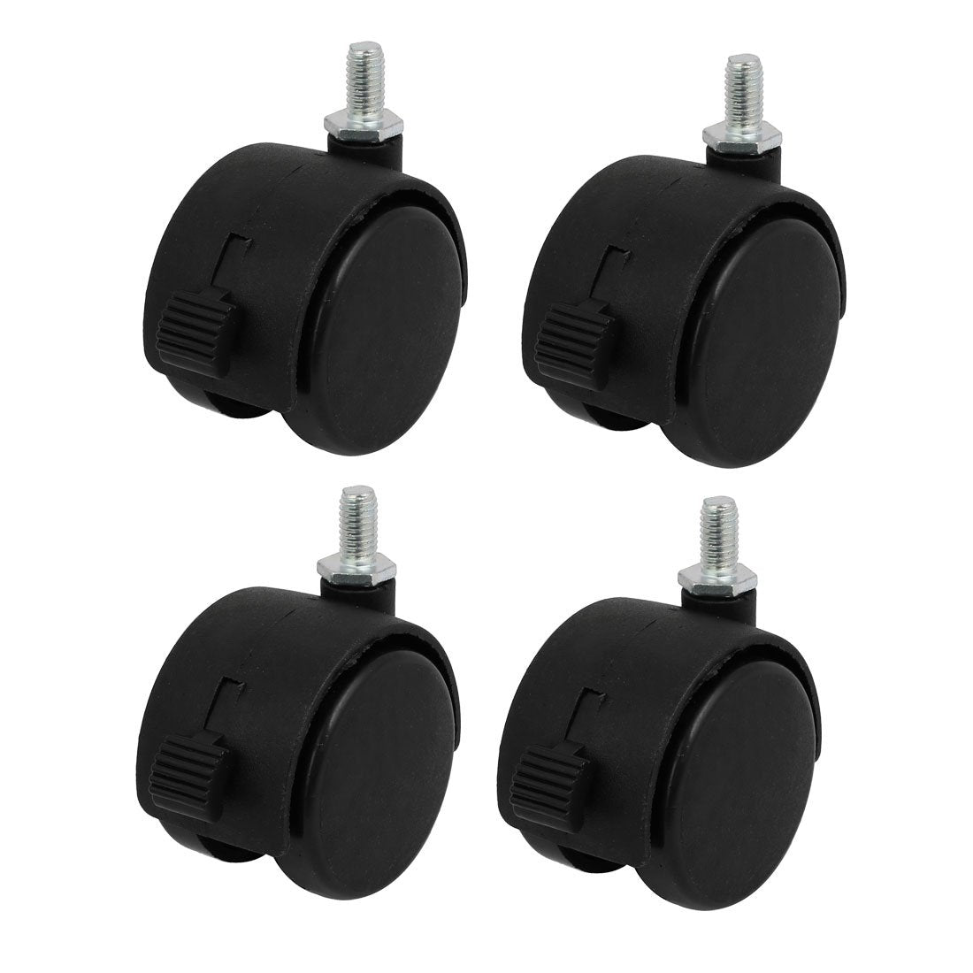 M8 Thread 2-inch Diameter Nylon Wheel Rotary Brake Caster Roller 4pcs