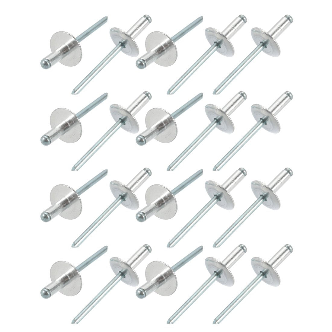 20 Pcs 5mm x 13mm Aluminum Open End Large Flange Blind Rivets