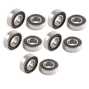 Double Side Seals Groove Wheel 6001RS Ball Bearing 12x28x8mm 10 Pcs