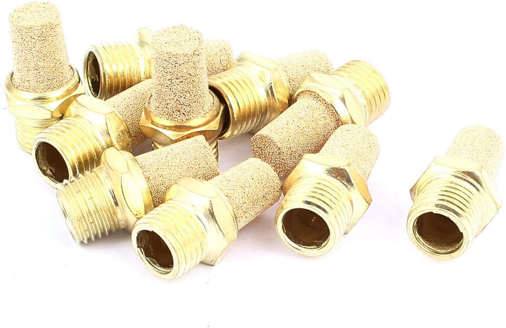 1/4PT Male Thread Pneumatic Muffler Filter Exhaust Brass 10 Pcs