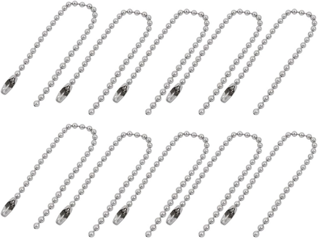 Stainless Steel 304 Bead Ball Chain Keychain 2.4mm by 4 Inches 10pcs