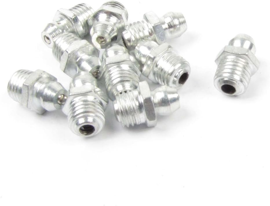 Automotive 8mm x 1mm Gold Tone Male Thread Straight Hydraulic Grease Nipples 10Pcs