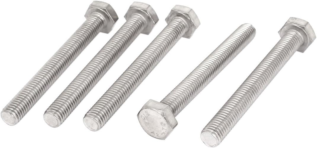 M10 x 85mm A2 Stainless Steel Fully Threaded Hex Head Screw Bolt 5 Pcs