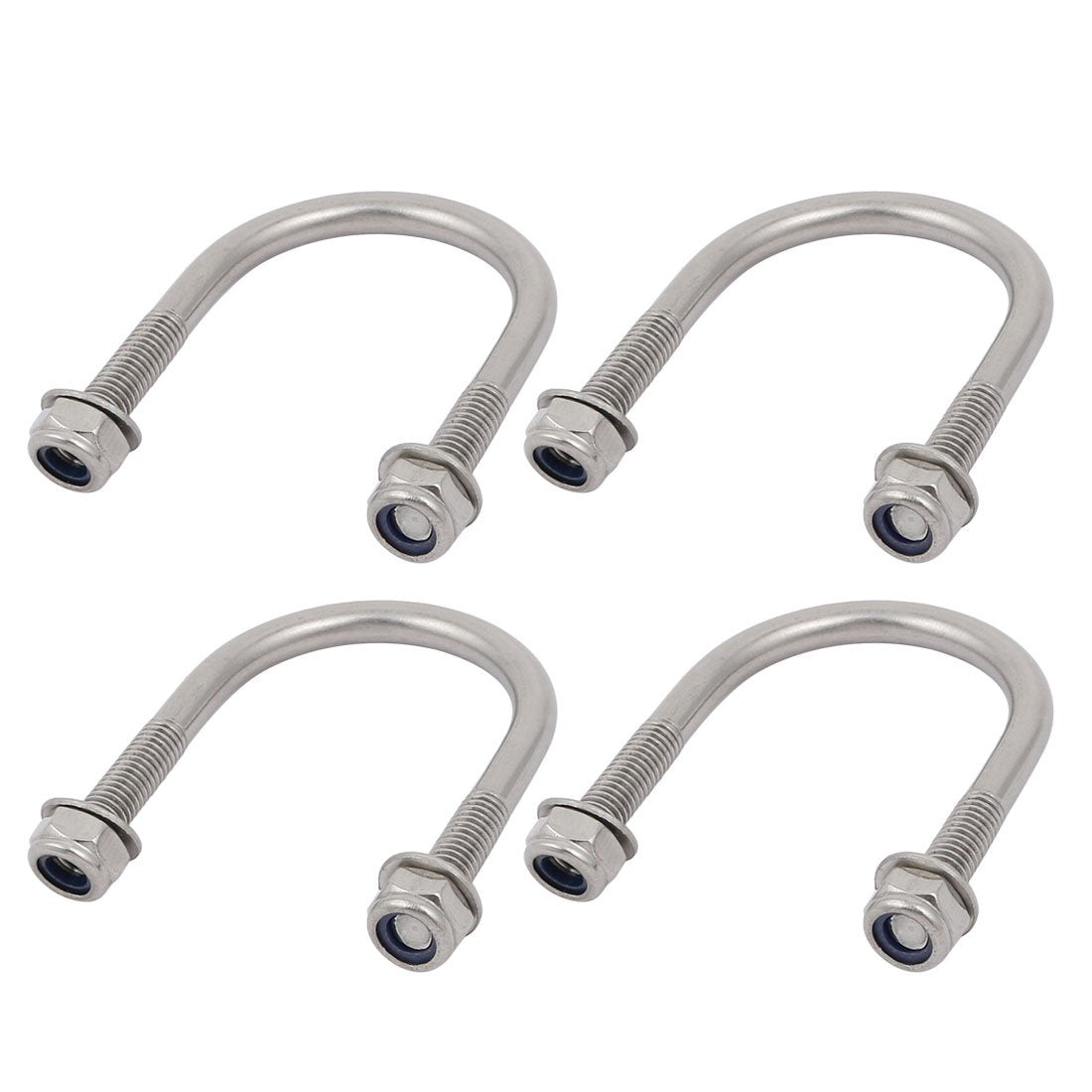 4pcs M6 Thread 304 Stainless Steel Round Bend U Bolt for 33mm Pipe Outer Dia