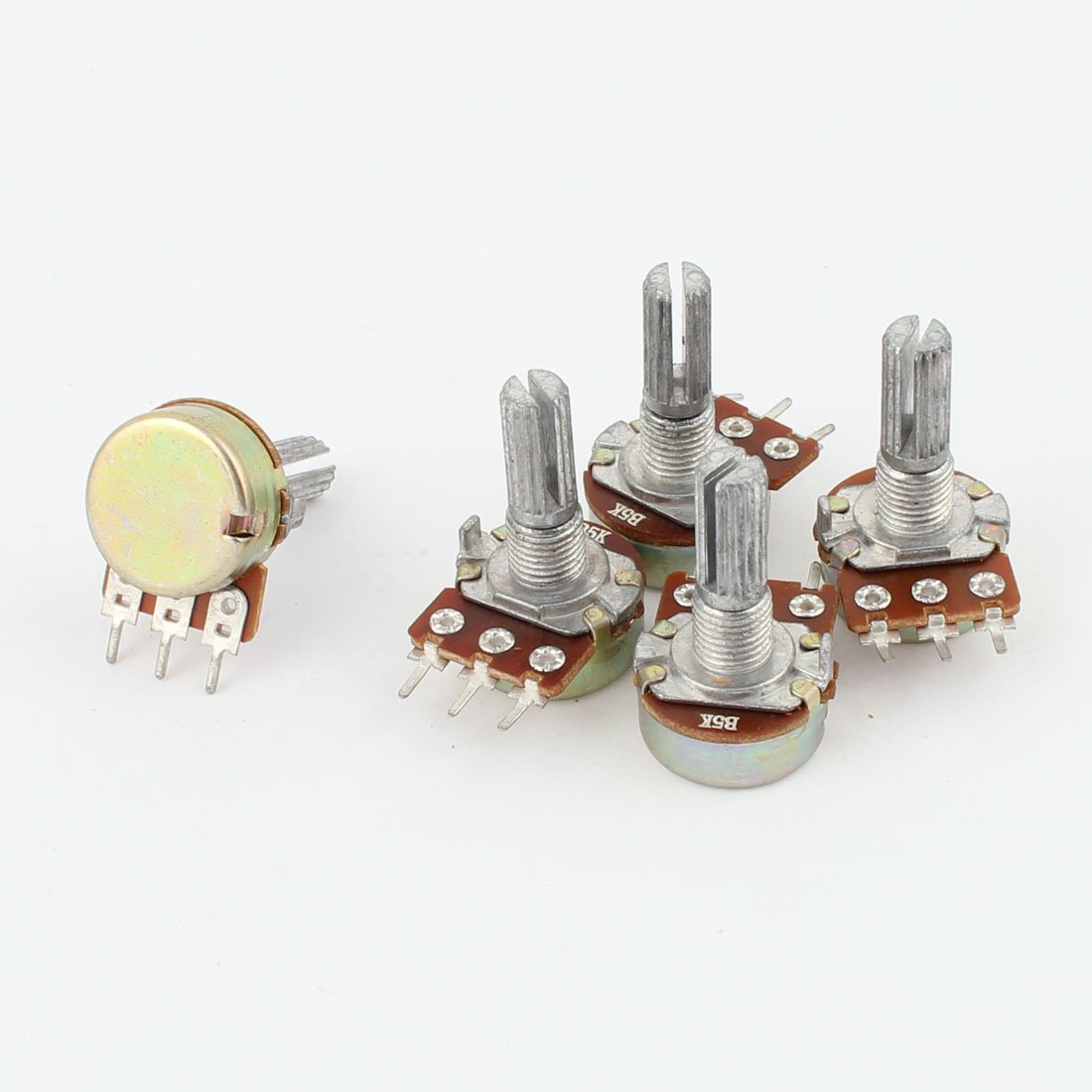 5 Pcs B5K 5K Ohm 3 Terminals Audio Single Linear Potentiometer Pot with 13mm Shaft