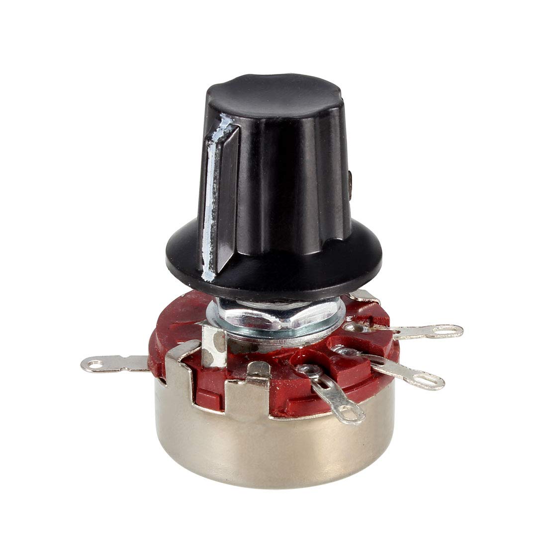 WH118 100K Ohm Variable Resistors Single Turn Rotary Carbon Film Potentiometer w Knobs