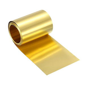 Brass Sheet Roll, 400" x 2" x 0.0004" Metal Flashing Brass Foil Roll for Crafting, Electrical DIY Projects Repairs, Gold