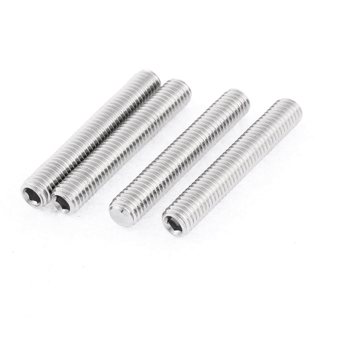 M8x50mm Metric 304 Stainless Steel Hex Socket Set Flat Point Grub Screws Silver Tone for Towel Rack Door Knob 4pcs