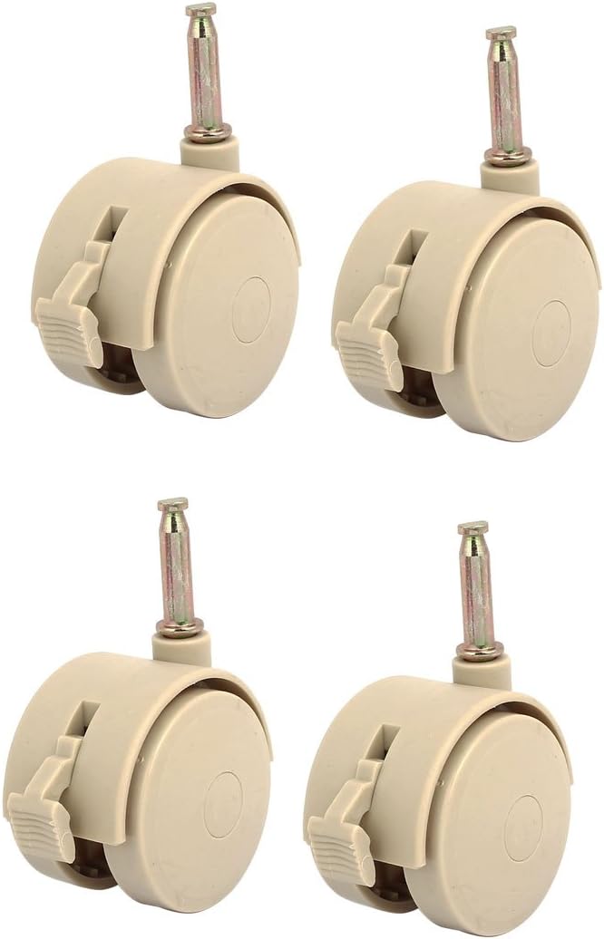 4pcs 2-inch Plastic Bed Stem Swivel Caster Tan w Brake