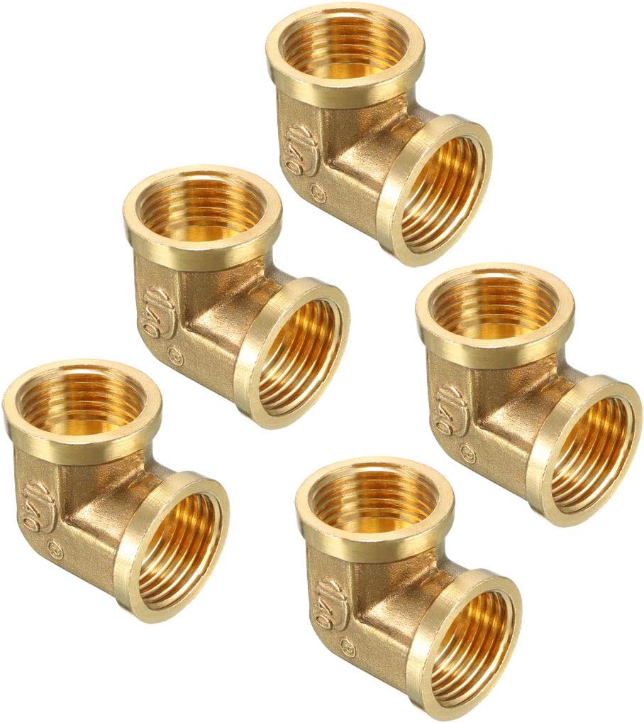 Brass Elbow Pipe Fitting 90 Degree 1/2 PT Female x 1/2 PT Female Coupling 5pcs