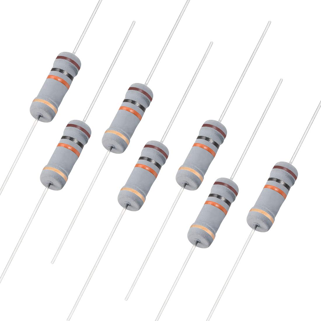 50Pcs 10K Ohm Resistor, 2W 5% Tolerance Carbon Film Resistors, 4 Bands for DIY Electronic Projects and Experiments