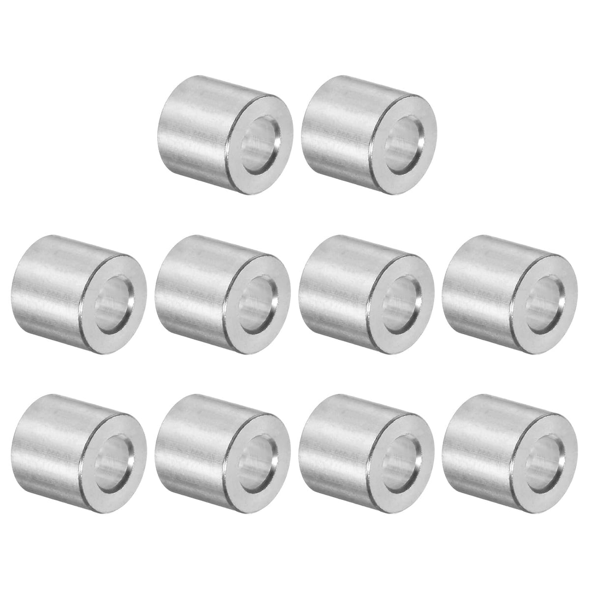 10pcs Aluminum Spacer 5mm Bore 10mm OD, 10mm Length Screw Standoff Bushing Plain Finish Round Spacer for M5 Screws Bolts and Rods
