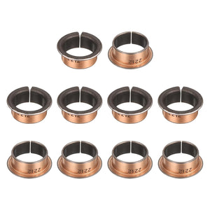 10Pcs Flanged Sleeve Bearings, 22mm Bore x 25mm OD x 12mm Length x 32mm, Sintered Bronze Wrapped Oilless Bushings