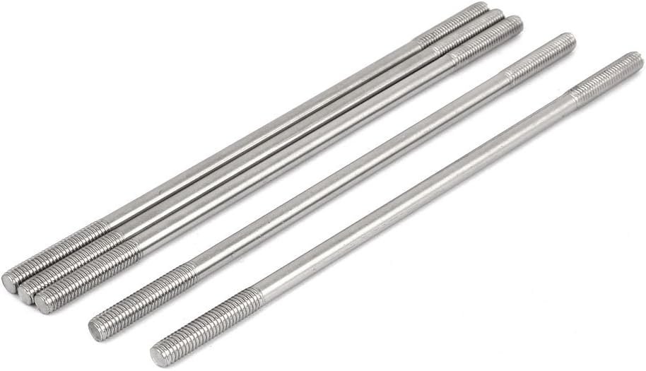 M6x170mm 304 Stainless Steel Double End Threaded Stud Screw Bolt 5pcs