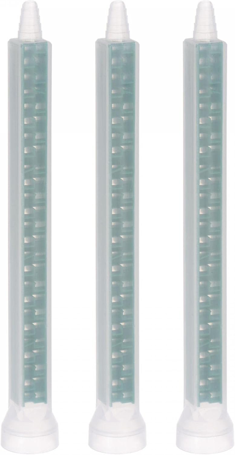 3 Pcs Epoxy Tubes Static Mixer, 5.91-inch Plastic Resin Mixing Nozzle Round Connector for AB Glue Adhesive Gun Applicator 400ml Cartridges, Green
