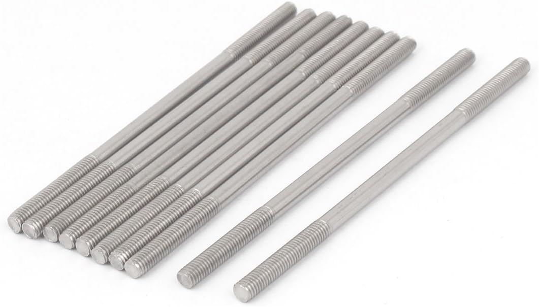 M5x110mm 304 Stainless Steel Double End Threaded Stud Screw Bolt 10pcs