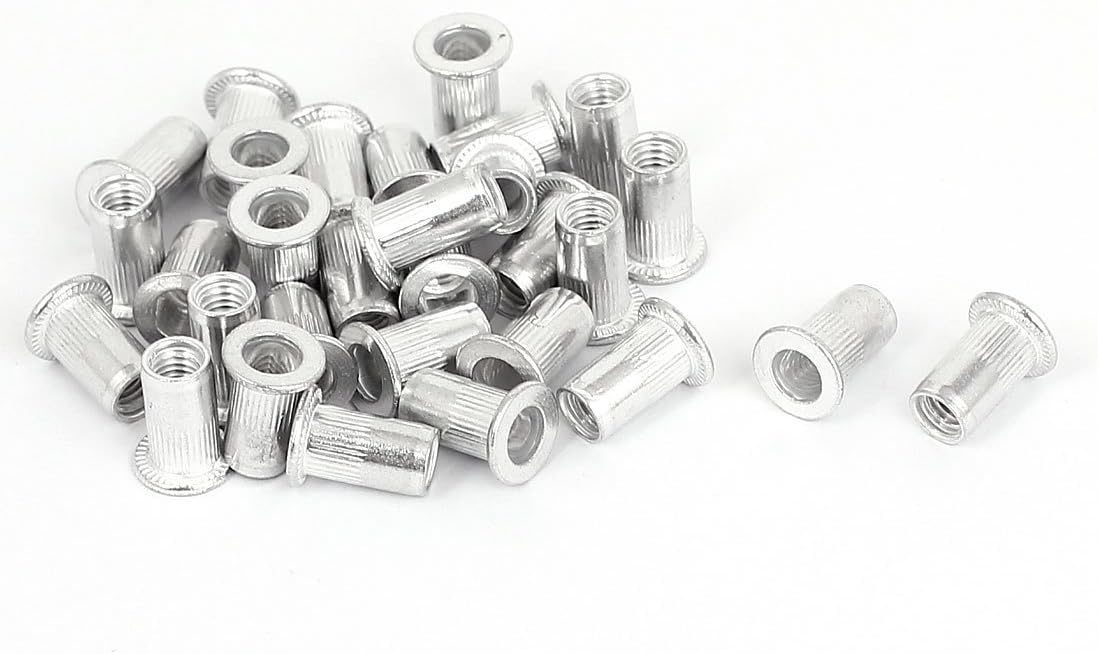M5 Aluminum Threaded Flat Head Blind Rivet Nuts Insert Nutserts 30 Pcs