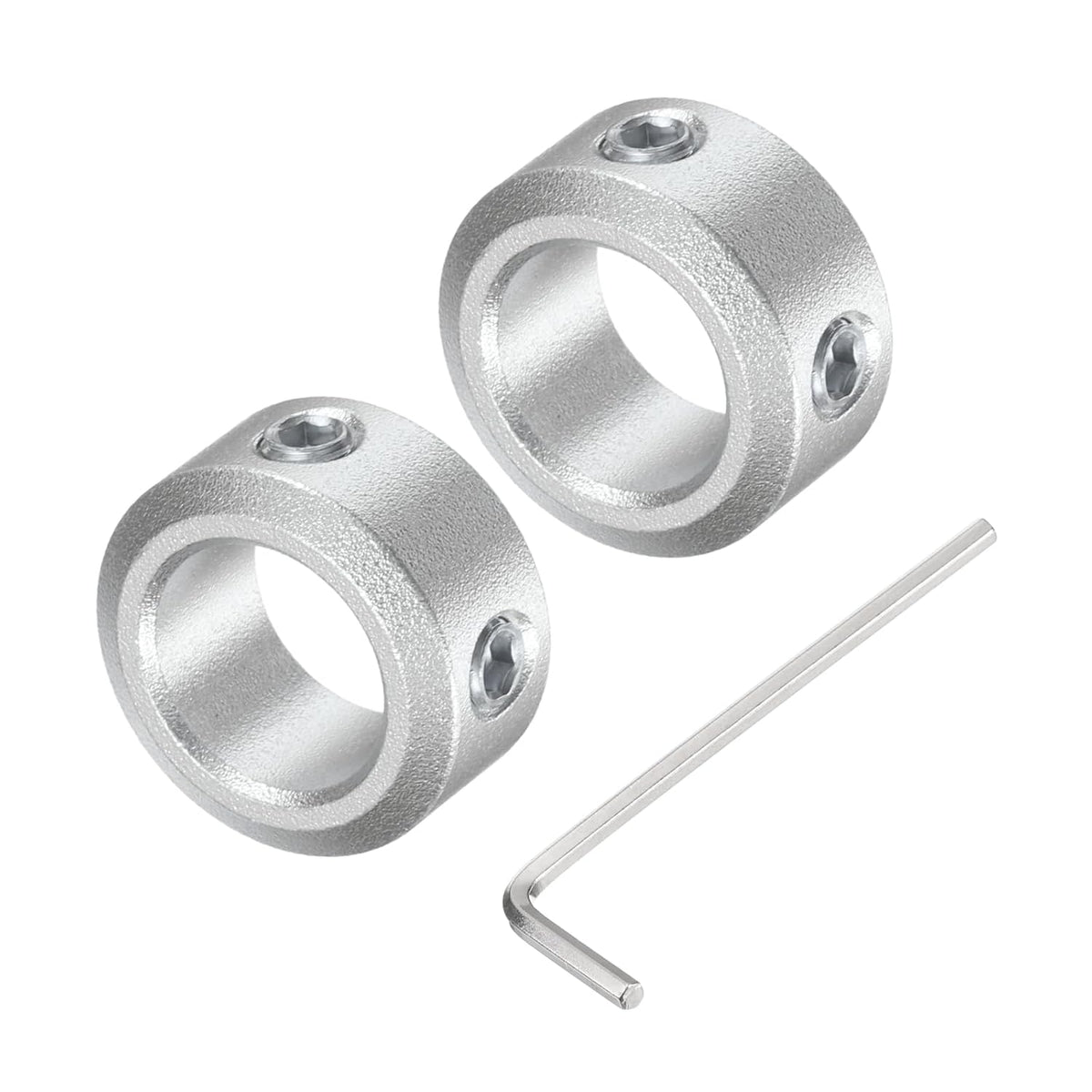 Set Screw Shaft Collar for 10mm Shaft, 2pcs Clamping Collars 16mm OD, 8mm Thickness, Aluminum Alloy Clamp-On Collar with M4 Set Screws and a Wrench