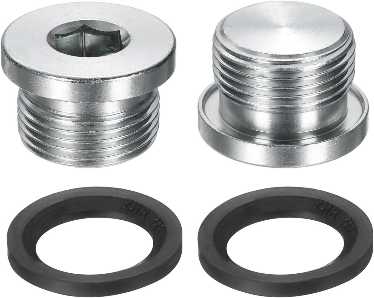 2Pcs G3/4x14 Inner Hex Head Pipe Fitting Plug, Universal Carbon Steel Thread Socket Plug with Black O-Ring for Terminate Pipe Ends or Replacement Drains