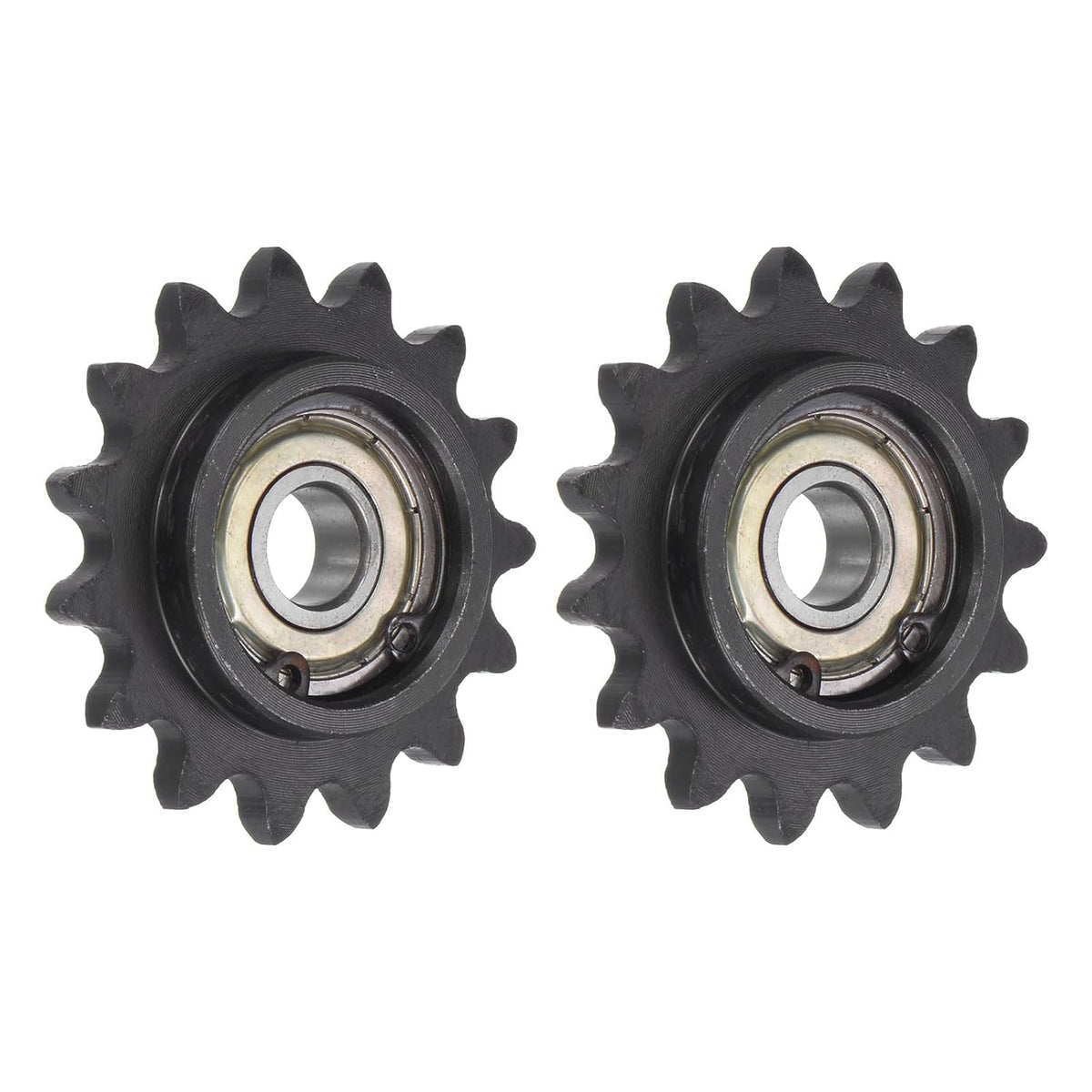 #35 Chain Idler Sprocket, 10mm Bore 3/8" Pitch 15 Tooth Sprocket Tensioner, C45 Carbon Steel 35 Roller Chain Sprocket with Bearing for ISO 06C Chain, 2Pcs