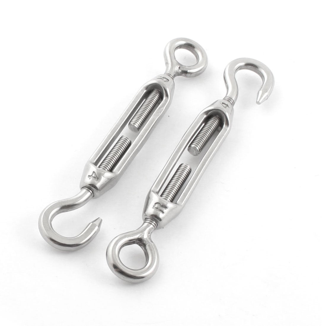 2 PCS Silver Tone Hook Eye Turnbuckle for 1/8 Inch Wire Rope