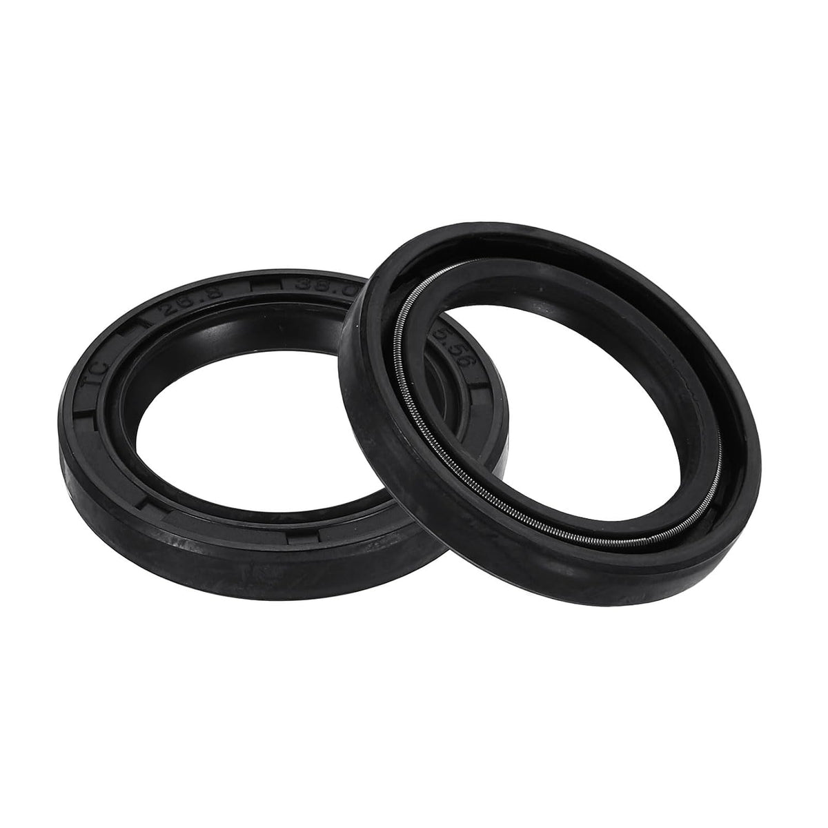 2Pcs Oil Seal, 1.04"x1.5"x0.22" TC Nitrile Rubber Double Lip Cover Shaft Oil Seal 26.5 x 38 x 5.5mm with Spring for Mechanical Automobile Bearing Shaft, Black