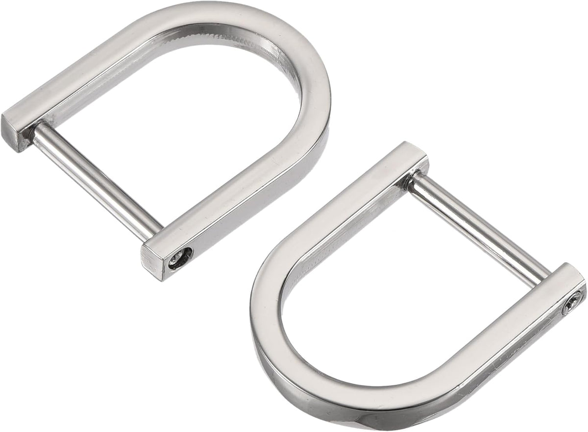 LinkMejor 20mm(0.79") U Shape Horseshoe D-Rings Zinc Alloy Screw-in Buckle for DIY Craft, Silver Tone 6pcs