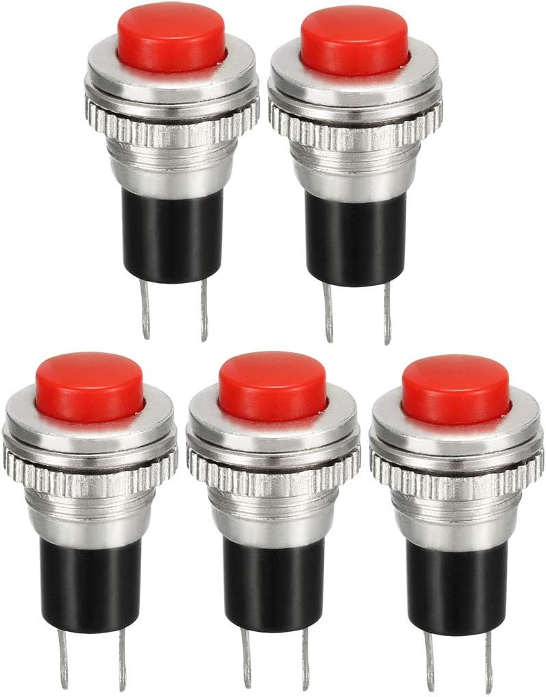 10mm Mounting Red Momentary Push Button Switch SPST NO 5pcs