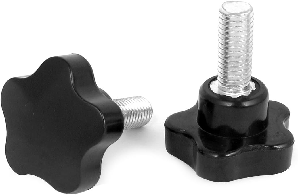 M10 Male Thread 40mm Star Head Screw on Clamping Knob Grip Black 2pcs