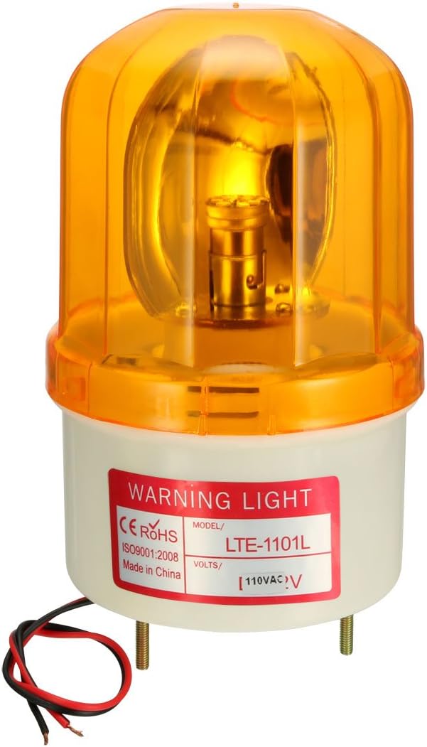 Warning Light Rotating Flashing Industrial Signal Alarm Tower Lamp AC 110V Yellow LTE1101