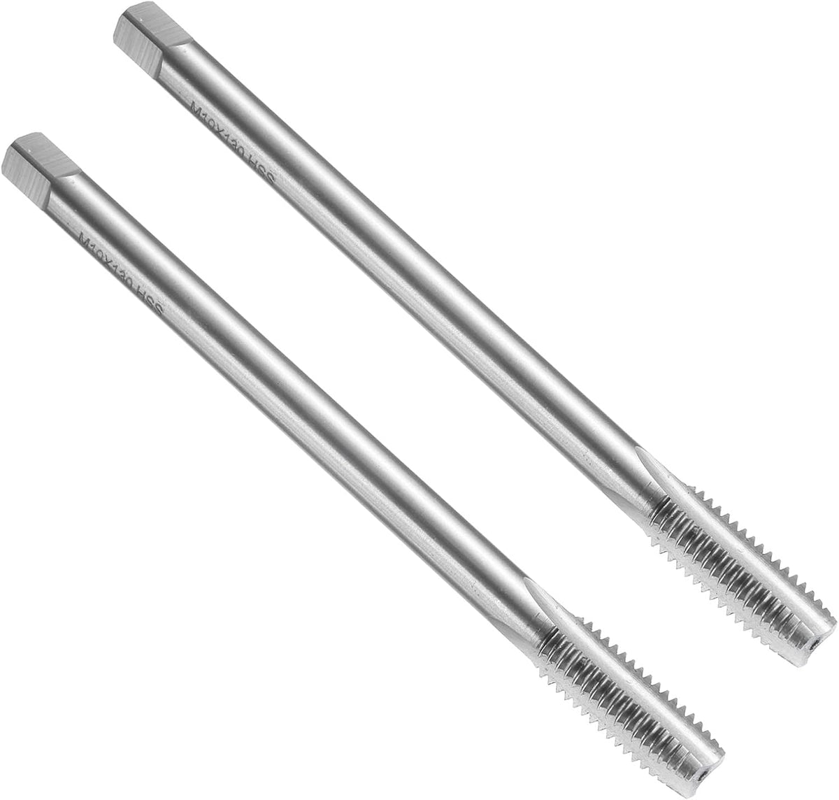 2pcs Straight Flute Thread Taps, M10 x 1.5 H2 130mm Extra Long Metric Screw Machine Tap Threading Tapping Tools, High-Speed Steel 6542 (HSS 6542)