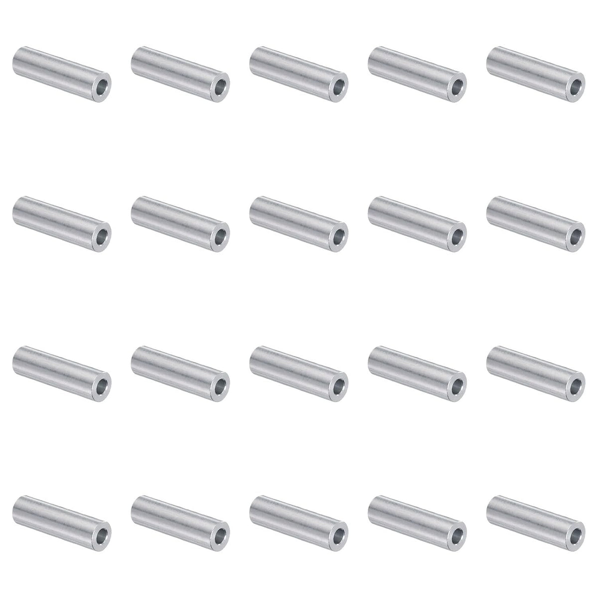 20pcs Aluminum Spacer 5mm Bore x 10mm OD x 35mm Length Screw Standoff Bushing Plain Finish Round Metal Spacer for M5 Screws Bolts and Rods