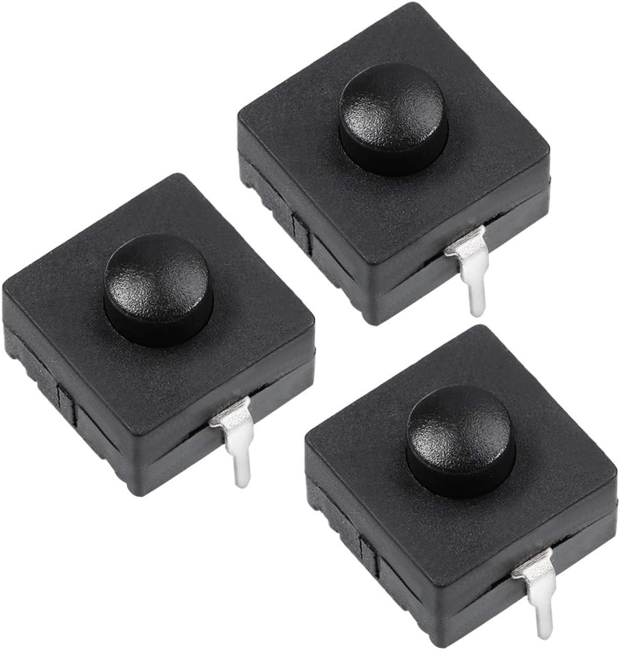 3 Pcs 12x12x9mm 2 Poles PCB Latching Tactile Tact Push Button Switch for Torch