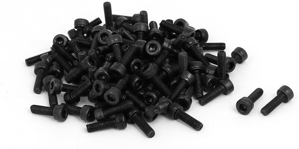 M3x10mm Fully Thread Hex Socket Head Knurled Cap Screw Bolt Black 100pcs
