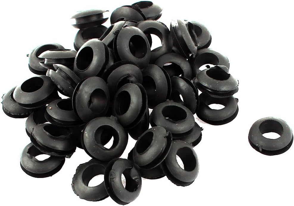 50pcs 8mm Inner Dia Black Rubber Electrical Round Wire Grommets Gasket