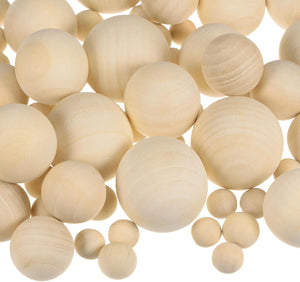 88pcs Assorted Sizes Wood Balls 10mm 12mm 20mm 25mm 30mm Unfinished Solid Wooden Beads, Natural Craft Balls for DIY Craft Projects