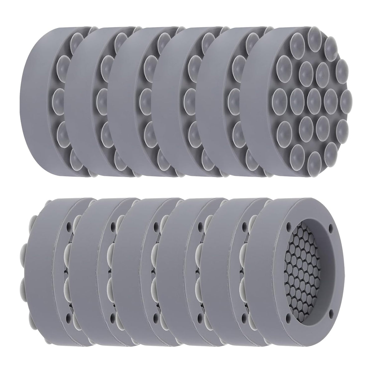 Anti Vibration Pads for Washing Machine, 12pcs Silicone Non-Silp Support Feet Mat with 19 Strong Suction Cups for Stop Washer and Dryer Walking (Grey, 2.5" Diameter)