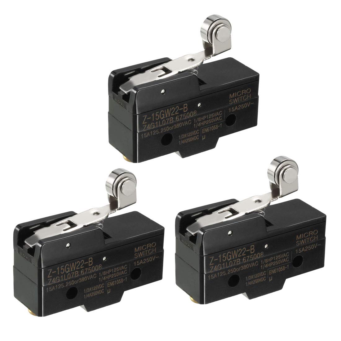 3PCS Z-15GW22-B 1NO + 1NC Hinge Roller Lever Micro Action Switches