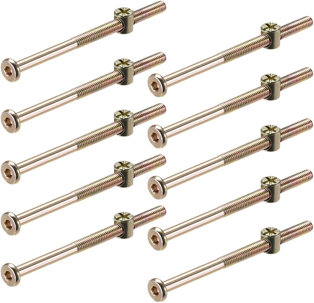 M6 x 110mm Furniture Bolts Nut Set Hex Socket Screw with Barrel Nuts Phillips-Slotted Half Thread Zinc Plated 20 Sets