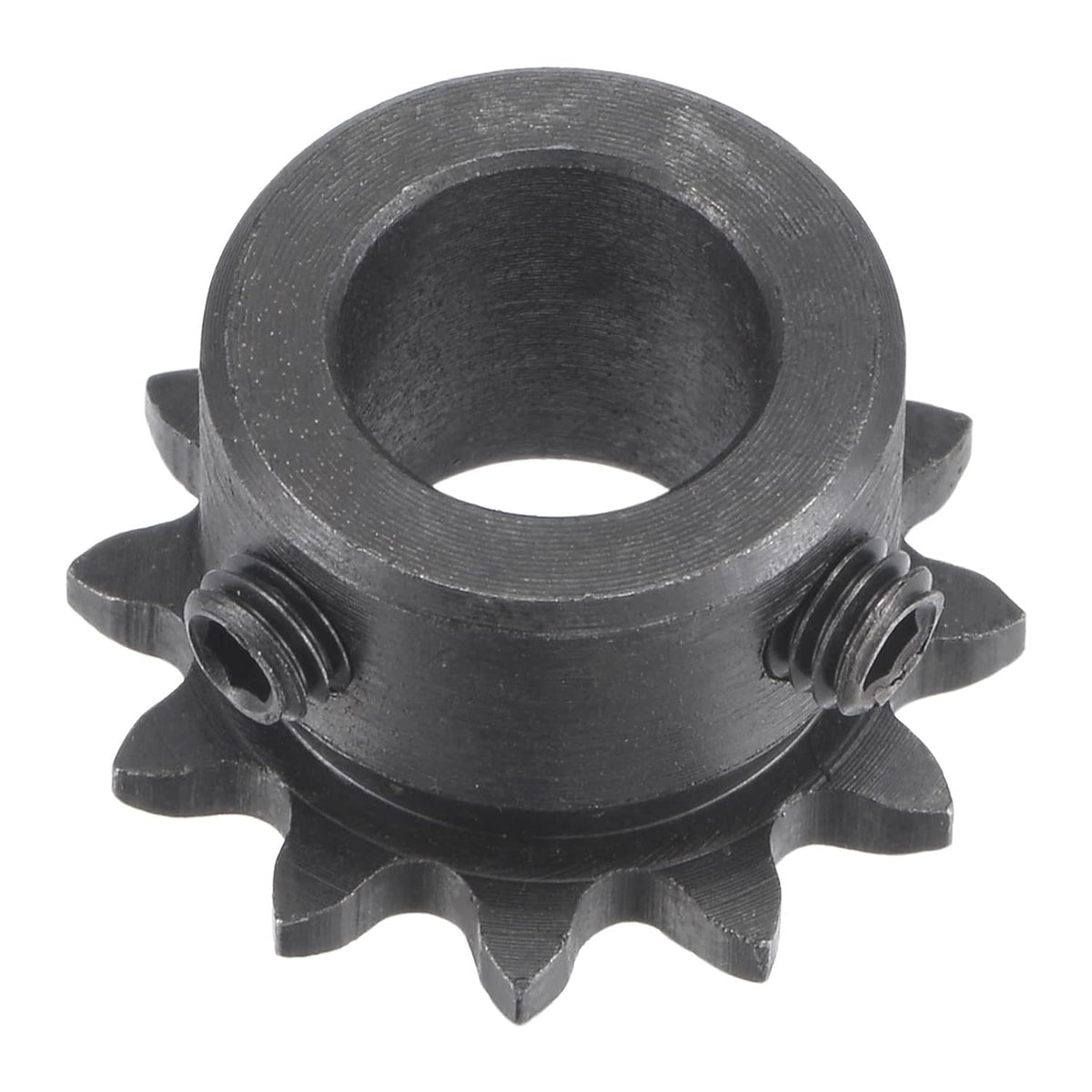 12 Tooth Roller Sprocket B Type, #25 Chain, Single Strand 1/4" Pitch, 12mm Bore Black Oxide C45 Carbon Steel with Set Screws for ISO 04C