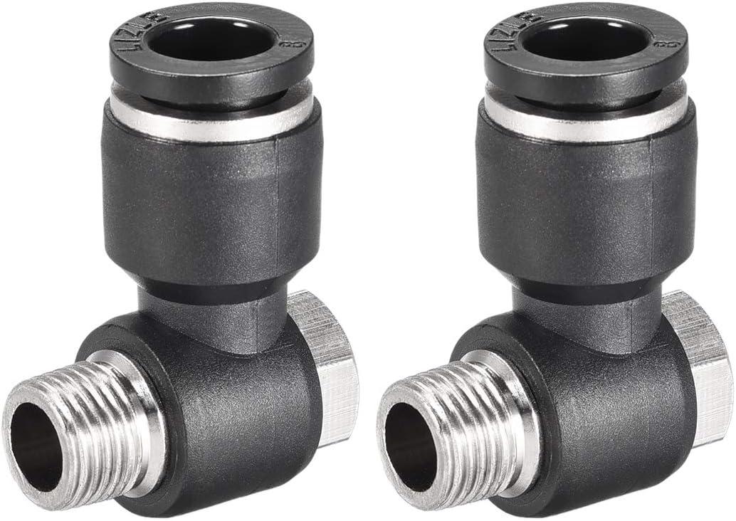 Pneumatic Push to Connect Tube Fitting 8mm Tube to 1/8PT Male Thread Elbow 2Pcs