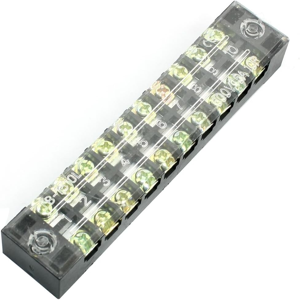 Clear Cover 15A Dual Row 10 Pole Barrier Terminal Strip Connector