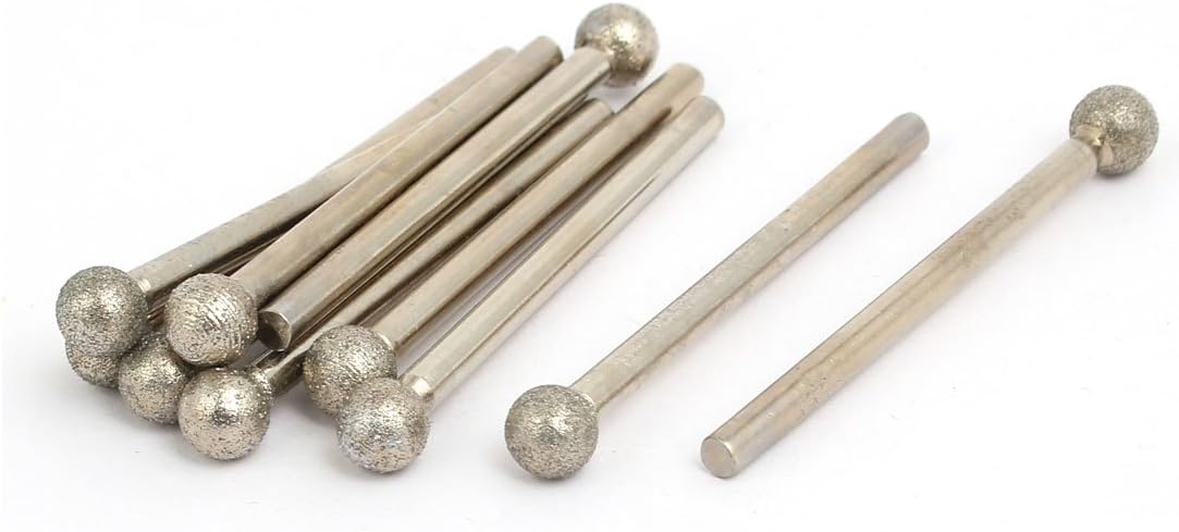 3mm Shank 6mm Dia Diamond Head Ball Shaped Grinding Mounted Point Bits 10pcs