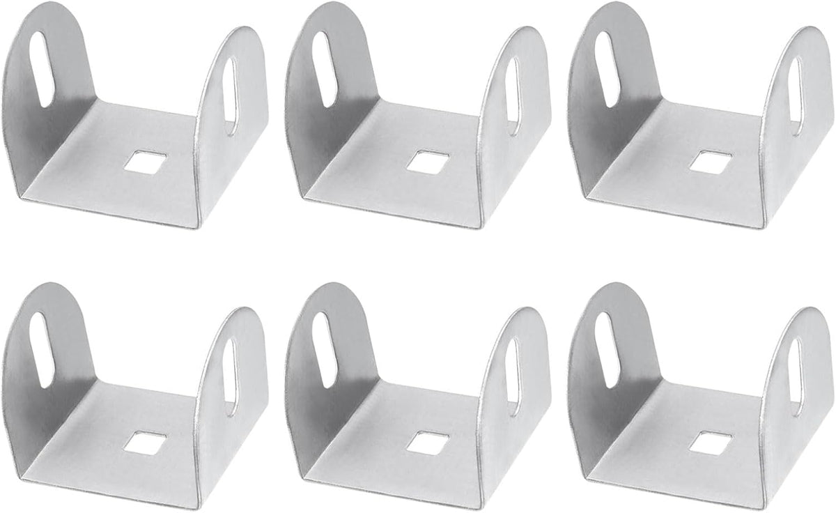 6 Pcs U Bracket for 2.13 Panels, 45 x 51 x 38mm Metal U Shaped Fasteners Brackets for Guardrail or Partitions Connection, Silver