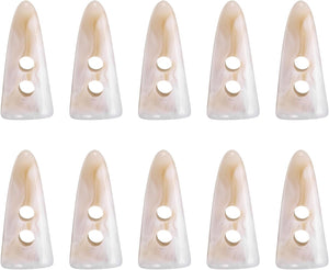10Pcs Resin Toggle Buttons, 30mm/1.2" Double Holes Tooth Shape Sewing Wood Buttons for DIY Sweater Clothing Accessories, Beige