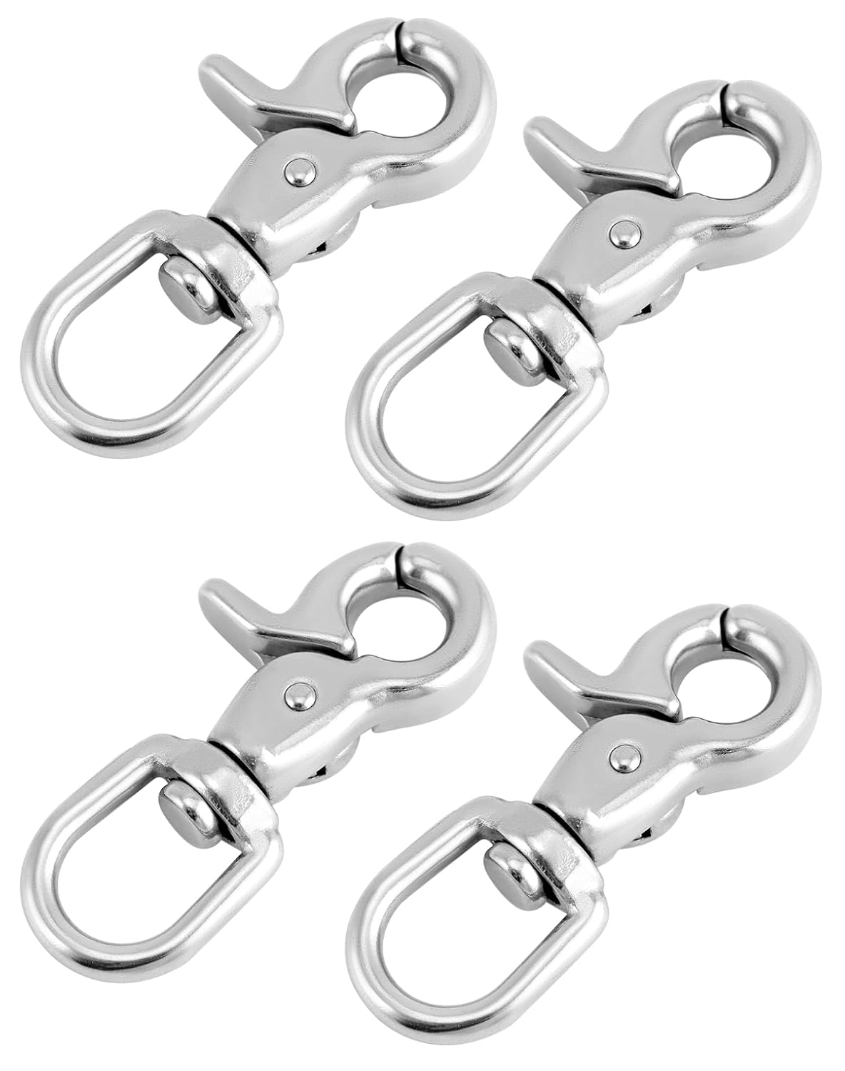 QWORK Swivel Trigger Snap Hook, 4 Pack 2.56" Marine Grade Stainless Steel 316 Swivel Trigger Clip Hook, 130 Lbs Capacity, for Cages, Dog Leash, Flag Pole, Bag, Key Ring