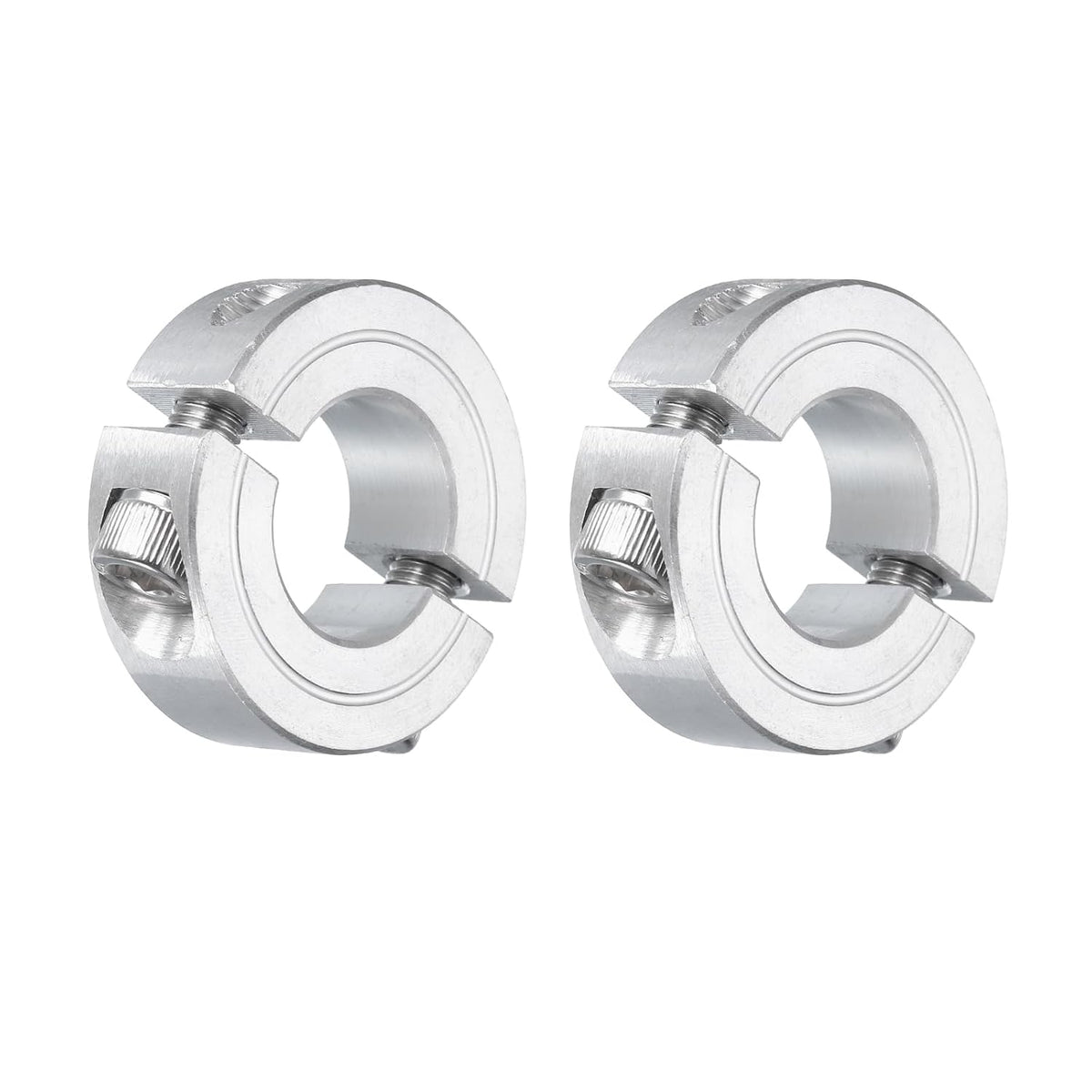 2Pcs Double Split Clamp-On Shaft Collar for 3/4" Shaft, Two-Piece Clamping Collar 1-1/2" OD, 1/2" Thickness, Aluminum Alloy Set Screw Split Collar Clamp
